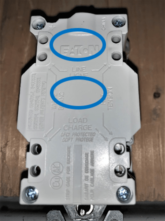 gfci- load and line sides labeled