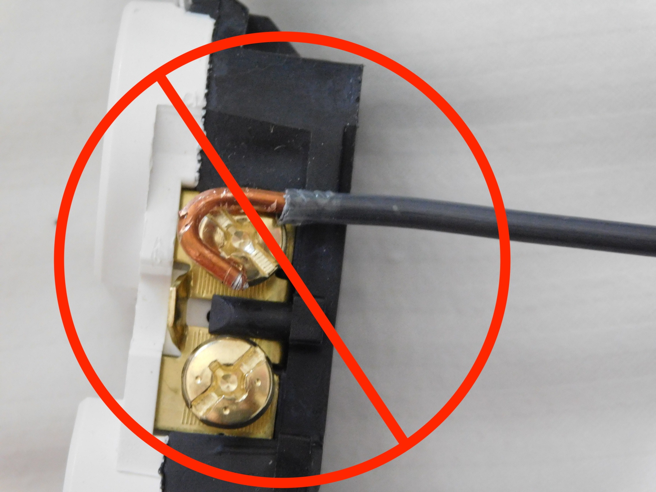 wrong way to install wires when repairing reversed polarity