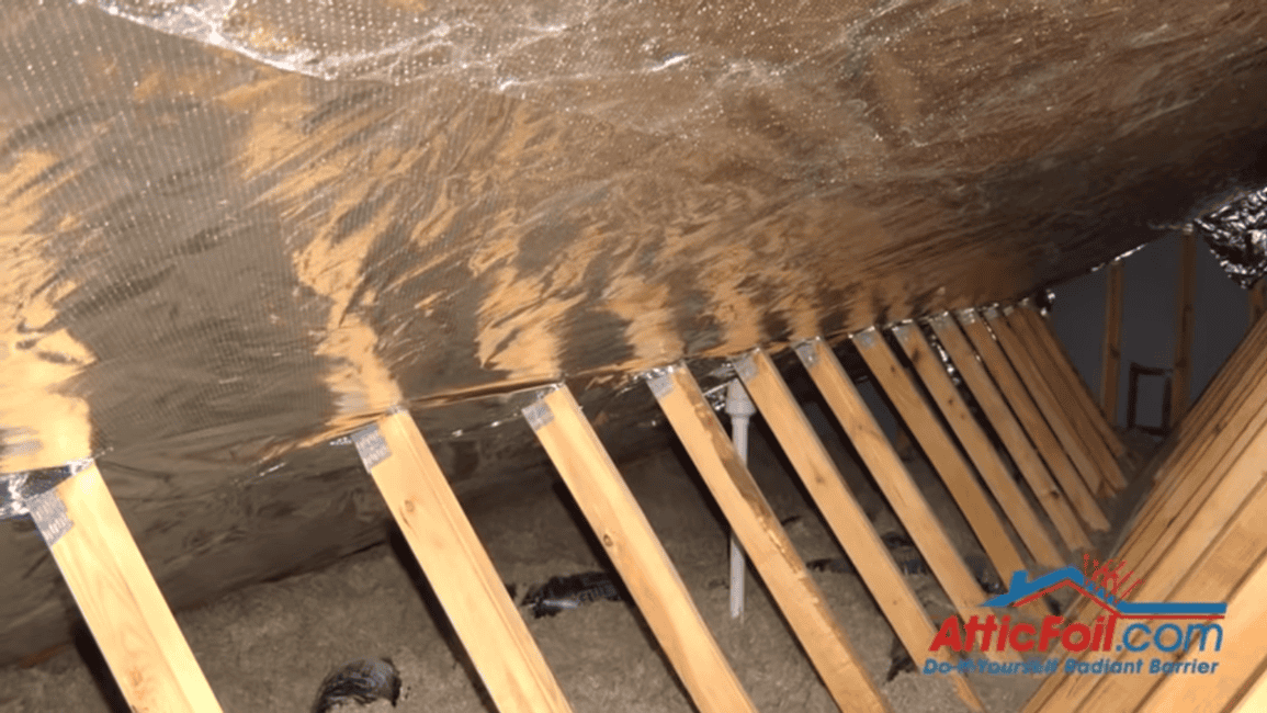 Radiant barriers attached to the underside of the rafters