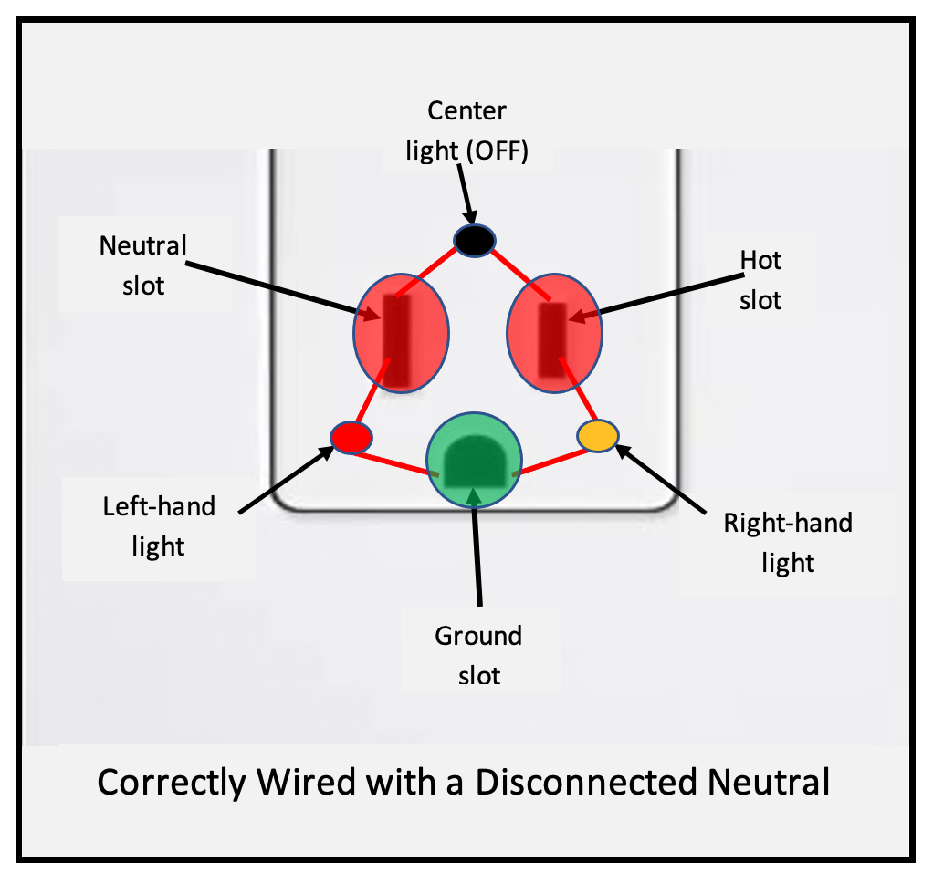 correctly wired with a disconnected neutral diagram