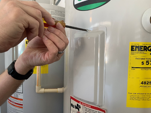 water heater remove screw
