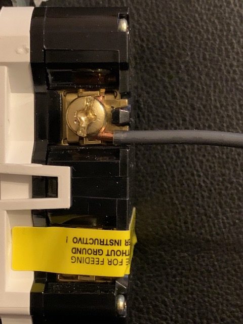 hot wire connected to gold screw